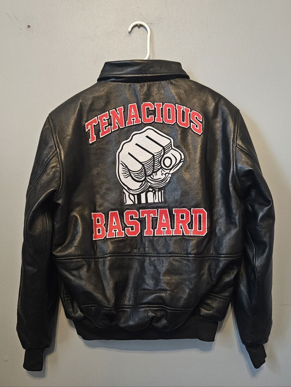 Hard Core Appliquéd bomber jacket Tenacious Bastard Black Leather L Streetwear